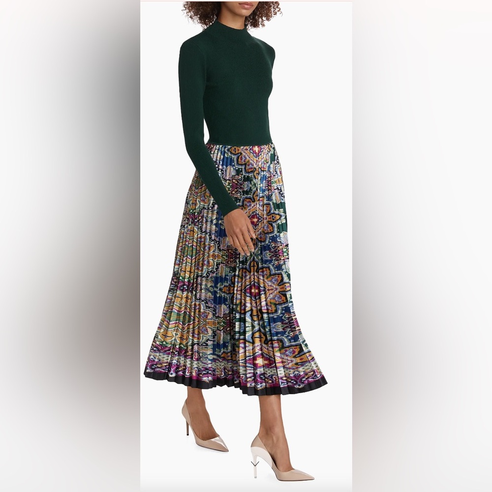 Elie Tahari Colorful Patterned Midi Skirt
